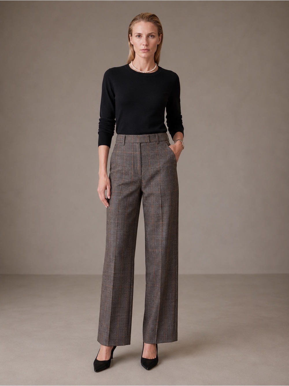 Jason Wu High-Waist Wide-Leg Plaid Trousers size 6